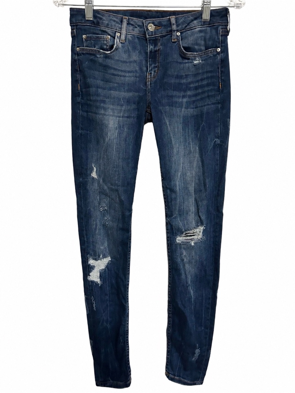 Zara Distressed Skinny Jeans Mid Rise Y2K Grunge Womens Size 4 26